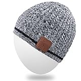 Rotibox Mens Womens Bluetooth Beanie Hat Cap w/ Wireless Stereo Speaker Headphones, Microphone, Hands Free and Rechargeable Battery for Cell Phones, iPhone, iPad, Tablets, Android Smartphones - Black