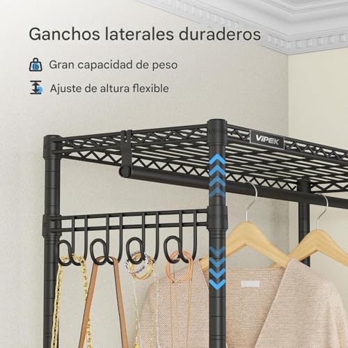 Perchero para Ropa con funda y rudas, Organizador de Metal para Ropa Armario,Perchero de Pie, Closet Organizador, Estante para Balcón, Dormitorio y Lavandería