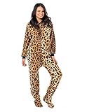 Footed Pajamas Cheetah Spots Adult Chenille