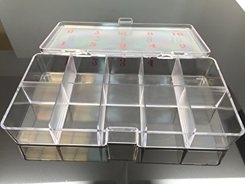 Beauticom Medium Empty 10 Space Nail Art Tip Storage Box Case with # 1 to 10 (Hard Acrylic Clear Quality)