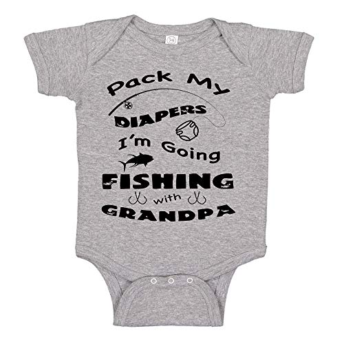 Pack My Diapers I'm Going Fishing with Grandpa Grandparents Baby Announcement Baby Bodysuit One-Piece Romper