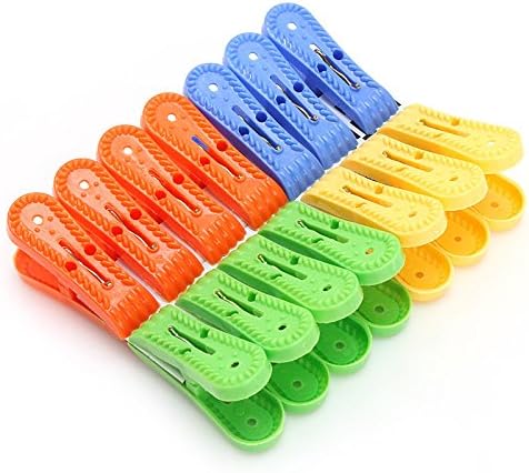 28 Pcs Plastic Laundry Clothes Pins Hangers Clips Convenient Pin Holder Storage Drying