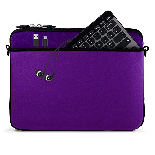 Kroo 12-13 Inch Laptop Sleeve Tablet Bag, Water Resistant Neoprene Notebook Computer Carrying Cover for MacBook, Microsoft Surface, Chromebook (Purple) - Thumbnail 2