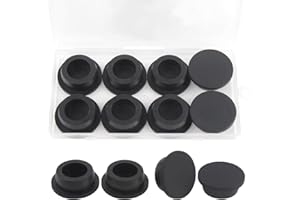 BOPOREAE 8 Pcs 29 mm/1-1/8 in Silicone Rubber Plug for 28-29mm Round Holes, Waterproof T Type Rubber Stoppers, Soft Flexible Snap-On Bottle Seal Button Plugs Tube Pipe End Covers Caps Inserts, Black