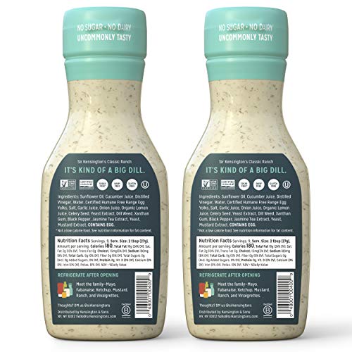Sir Kensington's Ranch for Dipping or Dressing Classic Ranch Non-GMO, Dairy Free, Sugar Free, Keto Certified 9 oz 2 count