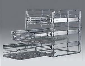 Cesta extraíble para muebles de cocina (3 cestas), acero, 30-er Auszug