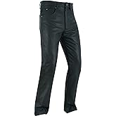 Dream Apparel Mens Motorcycle Black Leather Pants Jeans Style Motorcycle Riding Pants for Biker with 5 Pockets