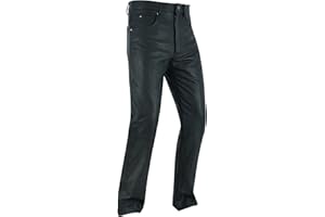 Dream Apparel Mens Motorcycle Black Leather Pants Jeans Style Motorcycle Riding Pants for Biker with 5 Pockets