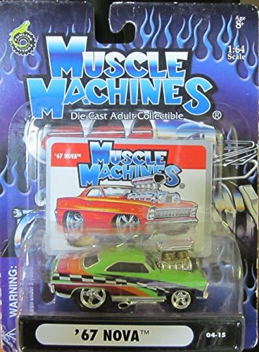 2004 Muscle Machines Green Supercharged '67 Nova # 04-15 - Die Cast Adult Collectible 1:64 Scale