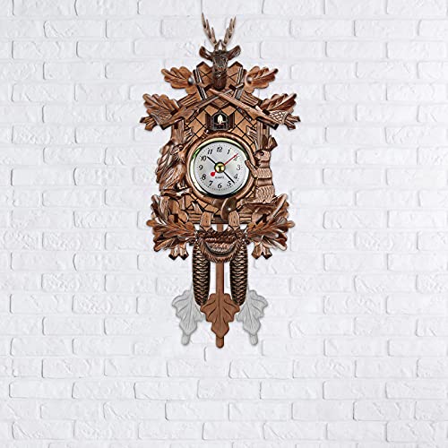 Cuckoo Wall Clock, Alarm Clock Retro Clock Wooden Living Room Clock Wall Clock Art Home Living Room Kitchen Office Decoration (D)