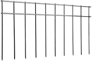 Adavin Small/Medium Animal Barrier Fence 25 Pack 20in(L) X 10in(H) Underground Decorative Garden Fencing,Dog Rabbits Fences Black Metal Fence Panel Ground Stakes for Outdoor Patio.Total Length 42 Ft