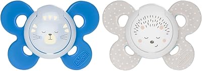PhysioForma Comfort Pacifier, chupeta 16-36 meses, mamilo de silicone macio, ajuda na respiração fisiológica, promove o desenvolvimento correto da boca, cores variadas, azul claro, 2 PCs