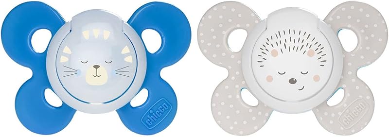 PhysioForma Comfort Pacifier, chupeta 16-36 meses, mamilo de silicone macio, ajuda na respiração fisiológica, promove o desenvolvimento correto da boca, cores variadas, azul claro, 2 PCs