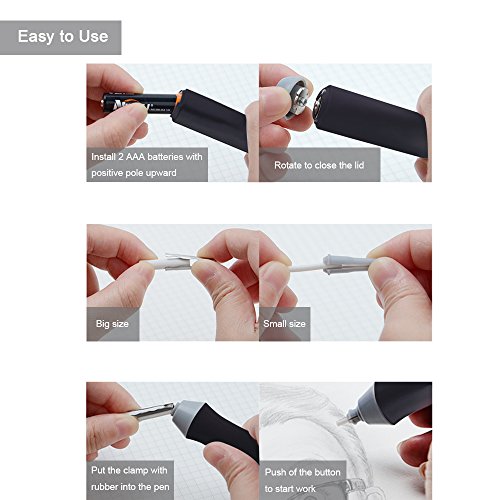 WLIVE Electric Eraser Kit - Portable Rubber Eraser with 22 Eraser Refills, Auto Pencil Eraser for Artist Drawing, Painting, Sketching, Drafting, Architectural P (Black)