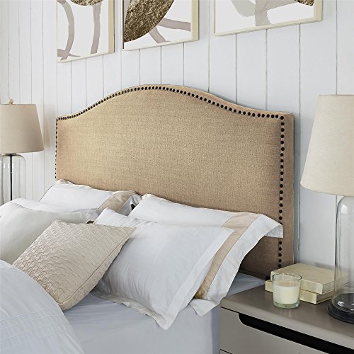 Dorel Living Winsted Linen King Headboard with Nailheads, Beige