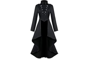 BITSEACOCO Medieval Steampunk Jacket for Women, Vintage Halloween Costumes Gothic Button Corset Tailcoat Tuxedo Uniform