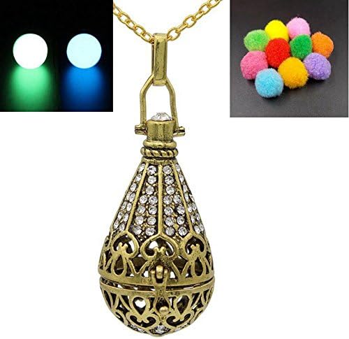 Copper Waterdrop Crystal Teardrop Locket Necklace Fragrance Oil Aromatherapy Diffuser … (antique gold )