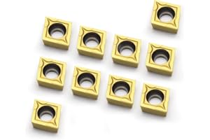 FELEOLIBE Carbide Turning Inserts CCMT060204，CCMT21.51 Indexable Carbide Lathe Tool，CNC Lathe Milling Inserts Tool for Steel Cast Iron Metal Machining and Turning Tool Holder Replacement Insert 10 Pieces/Pack