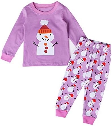 LINKALL purple Little Girls 2 Piece 100% Cotton Pajamas Sets Kids Pjs (5T)