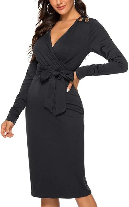 long sleeve wrap cocktail dress