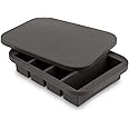 W&P Peak Silicone Collins Ice Tray w/ Protective Lid | Charcoal | Easy to Remove Ice Cubes | Food Grade Premium Silicone | Dishwasher Safe, BPA Free
