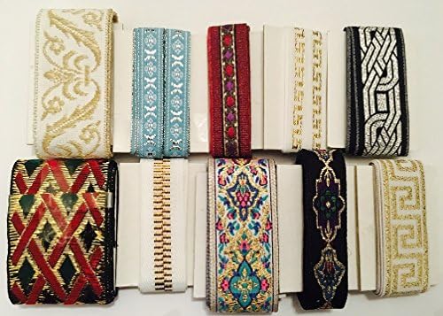 BEEKLEY BOWS Craft Sewing Trim Variety Value Pack (Metallic Jacquard Assortment)
