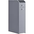 VASAGLE Small Bathroom Storage Cabinet, Slim Bathroom Storage Organizer, Toilet Paper Holder with Storage, Toilet Paper Storage Cabinet with Slide Out Drawers, for Small Spaces, Dove Gray UBBC847G02