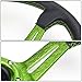 Auto Dynasty Aluminum Frame Vinyl Leather Cover 350mm 6-Bolt Steering wheels + Horn Button (Green Spoke/Green Stripe)