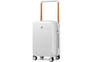 Hanke Carry On Luggage 22x14x9 Airline Approved Spinner Wheels TSA Luggage with Wide Handle Hard Shell Suitcases Lightweight Travel Luggage Women Men(Smoke White)