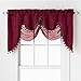 GoodGram Ultra Elegant Clipped Jacquard Georgette Fringed Window Valance with an Attached Sheer Swag Assorted Colors (Burgundy)