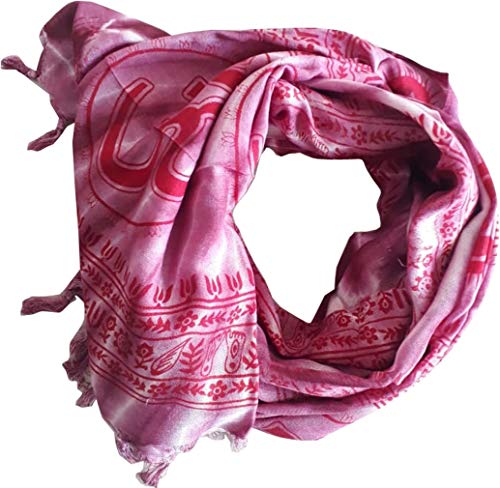KVR OM AUM Krishna Buddha Ganesha Shiva yoga spiritual auspicious Pooja Hindu Religious Indian prayer scarf (Pink-Om-2) - Thumbnail 4