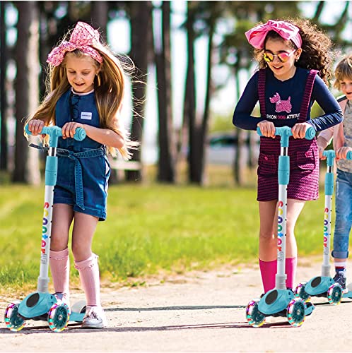 DMG TECH Kick Scooters for Kids, Scooter for Child Toddler Kick Scooter with Foldable, 4 Adjustable Height, سكوتر, Light Up Wheels for Ages 2-12Kids Balance Exercise
