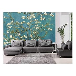 Teal Almond Blossom by Vincent Van Gogh - Wall Mural, Removable Sticker, Home Decor - 66x96 inches