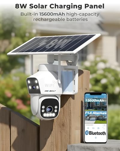 GENBOLT 2.5K AOV WiFi Solar Security Camera Outdoor Wireless, 7/24 Recording 3MP+3MP IP Surveillance Camera with 90FT AI Detection, 8W 15600mAh Battery Powered Camera CCTV