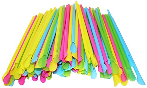 Set of 200 SNO-Cone Straw Spoons! Bright Colors - 8