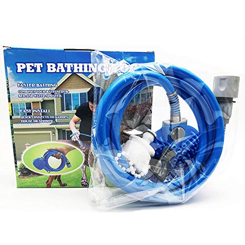 Sanlan Pet Bathing Tool, Massage and Scrubber in-One for Dog cat pet Shower Sprayer, Adjustable Handheld Grooming Shower Head Brush for Indoor and Outdoor