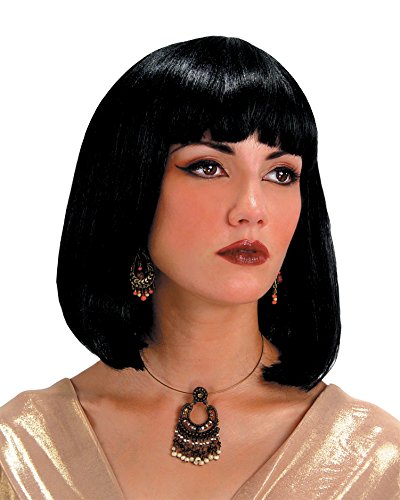 Cleopatra Egyptian Wig Theatre Costumes Accessory Black Medium Length Bangs