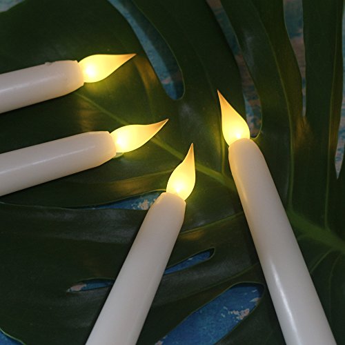 10Pack Flameless Taper Candle,Ivory WAX Coverd, 11-Inch, for Candle Holders and Candlesticks,for Wedding ,Patry,Hotel ,Windows Candles