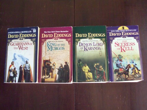 Lot of 4 Adult Chapter Books from The Malloreon Series by David Eddings (Book One Guardians of the West~Book Two King of the Murgos~Book Three Demon Lord of Karanda~Book Five The Seeress of Kell)