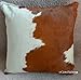 Brown and White Brazilian Cowhide Pillow Cover – Genuine Leather Decorative Cushion for Rustic and Western Home Décor (15” x 15”)