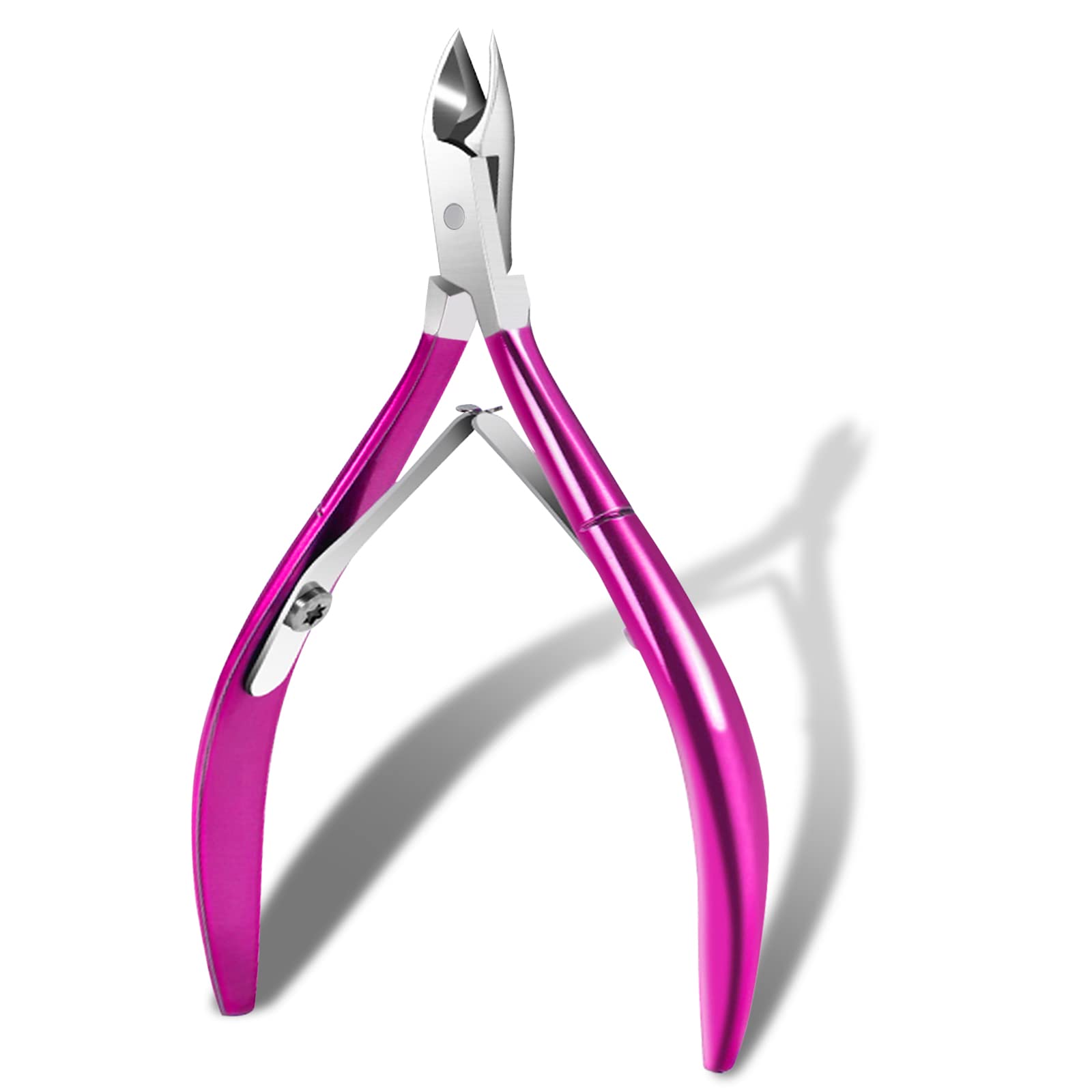 Cuticle Cutter, Cuticle Tweezers, Cuticle Scissors, Stainless Steel, Manicure and Pedicure, for Cuticles of the Hand and Feet (Purple)
