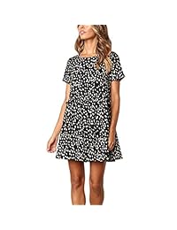 ZODLLS Vestido de manga corta con cuello redondo y manga corta con volantes y cuello redondo para mujer