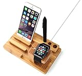 Gosin Apple Watch Stand, Aerb Bamboo Wood Charging Stand Bracket Docking Station Stock Cradle Holder for iPhone and Apple Watch iPhone 7