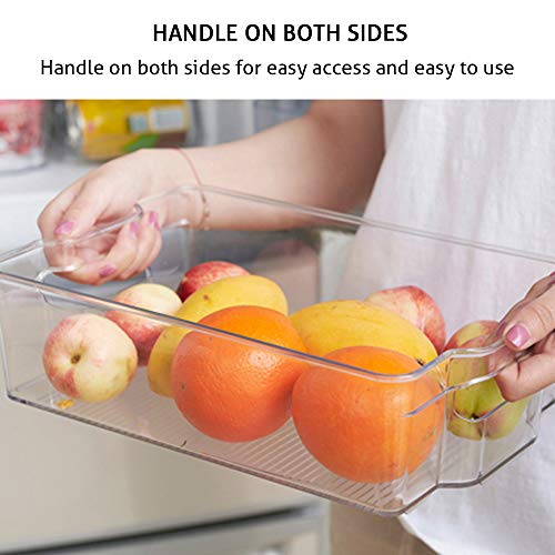 homyfort Stackable Plastic Storage Bins Organizer - 2 Pack, ClearÂ PantryÂ OrganizationÂ withÂ HandlesÂ forÂ Kitchen,Â Freezer,Â Refrigerator, Cabinets XL