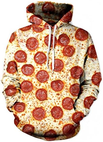 LoveLiness Sausage Pizza Printed Big Pockets Drawstring Hoodie Sweatshirt