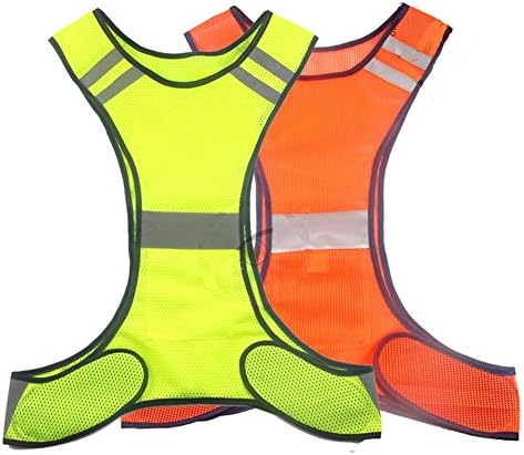 OSOPOLA Reflective Vest - Safety Fluorescence Gear with Pocket for Running Cycling Dog Walking Sports High Visibility