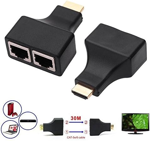 Storin® HDMI Dual RJ45 CAT5e CAT6 LAN Ethernet Cable HDMI Extender Repeater(1080p) for PS3 HDDVD STB HDTV (100 ft 30m)