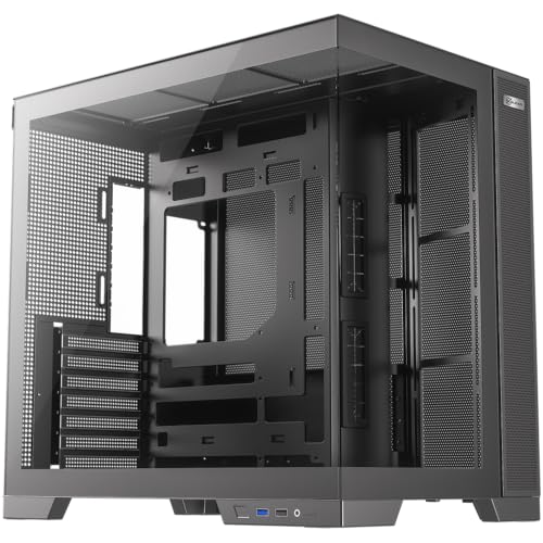 Gabinete Gamer Kalkan Asgard Evo Preto ATX Aquário Sem Fans Câmara Dupla Painel em Vidro Temperado Duplo USB 3.0 Painéis Perfurads Suporta Placas Mãe com Conectores Traseiros KLK00084