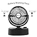 SkyGenius Battery Operated Mini Oscillating Table Fan, Portable Small Desk Swiveling Fan Rechargeable W/USB & 2PCS 18650 Batteries