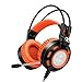 Ailihen K6 USB 2.0 Over Ear Gaming Headsets with Microphone with LED Light, 6.5 Feet - Black / Orange
